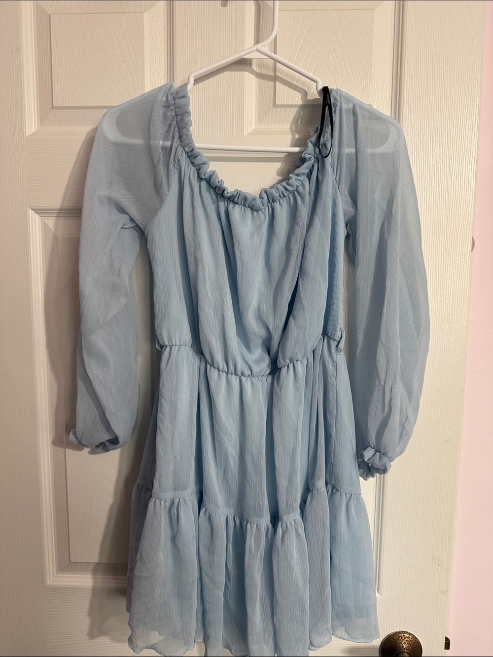 Forever 21 Pale Blue Tiered Long-Sleeve Dress
